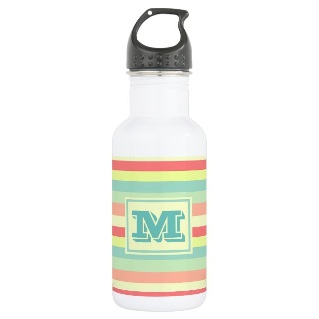 Farbige Bright Streifen Moderne Monogram Edelstahlflasche (Vorderseite)