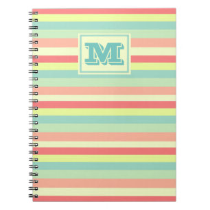 Farbige Bright Streifen Moderne Monogram Notizblock