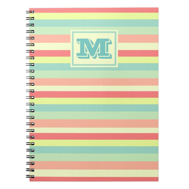 Farbige Bright Streifen Moderne Monogram Notizblock (Vorderseite)