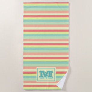 Farbige Bright Streifen Moderne Monogram Strandtuch