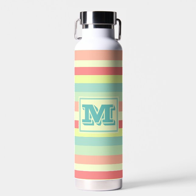Farbige Bright Streifen Moderne Monogram Trinkflasche (Vorne)