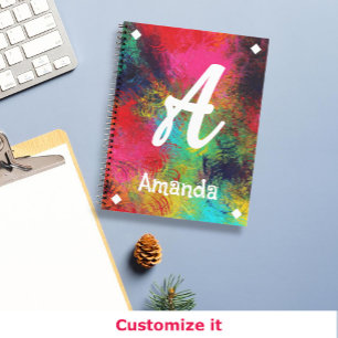 Farbige Brillenkunst und weiße Monogramm Notizbuch