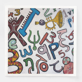 Farbige Buchstaben und Zahlen Serviette