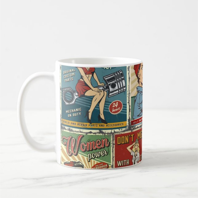 Farbige Button-up-Poster-Sammlung mit Garage-Rep Kaffeetasse (Links)