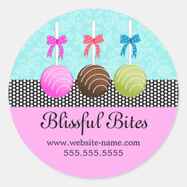 Farbige Cake Pops Damask Runder Aufkleber (Vorderseite)