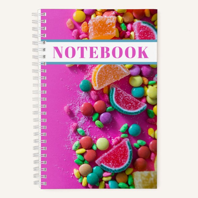 Farbige Candies Pink Notizbuch (Vorderseite)