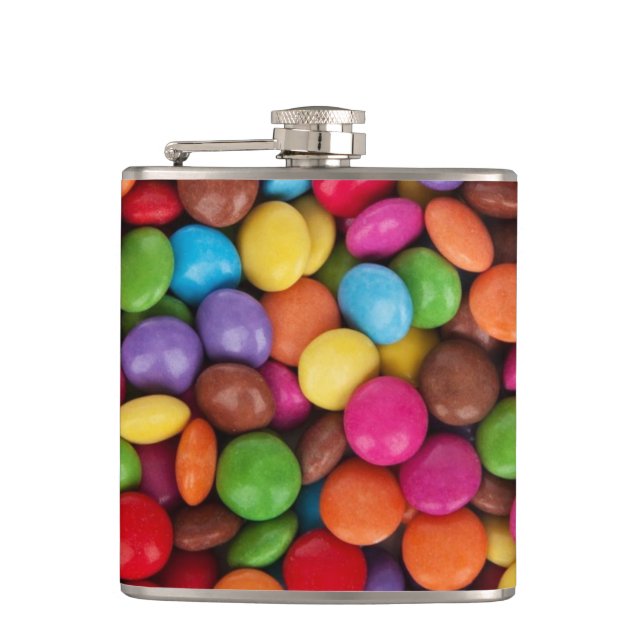 Farbige Candy Buttons Flachmann (Vorderseite)