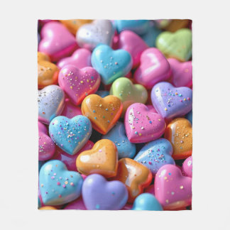 Farbige Candy Love Hearts Fleecedecke