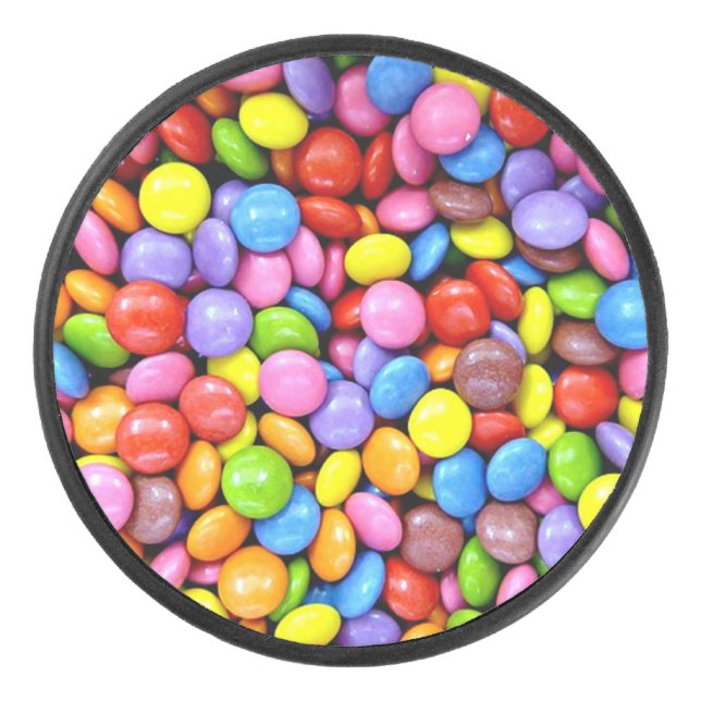 Farbige Candy Pieces Eishockey Puck (Vorderseite)