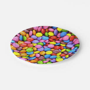 Farbige Candy Pieces Pappteller