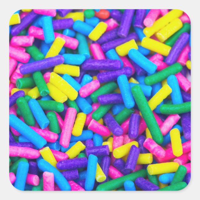 Farbige Candy Sprinkles Quadratischer Aufkleber (Vorderseite)