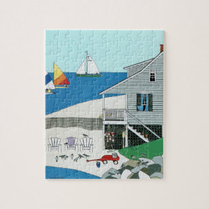Farbige Cape Cod Hütte 8 x 10 Puzzle
