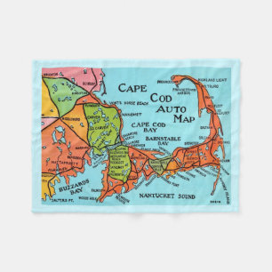 Farbige Cape Cod Map 30x40 Fleece Blanket