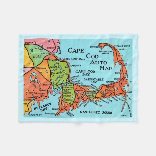 Farbige Cape Cod Map 30x40 Fleece Blanket (Vorderseite (Horizontal))