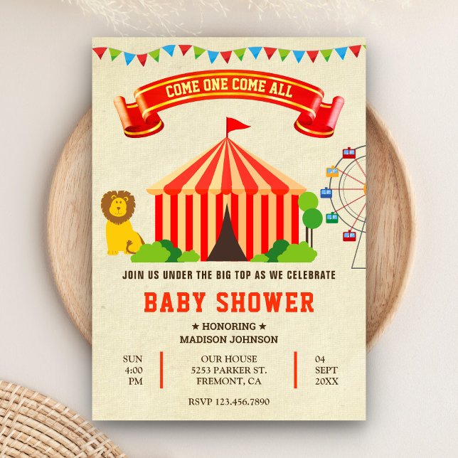 Farbige Carnival Circus Babydusche Einladung (Von Creator hochgeladen)