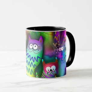 Farbige Cartoon Katzen Tasse