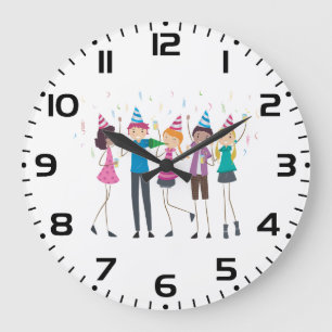 Farbige Cartoon-Kinderparty-Feier Große Wanduhr