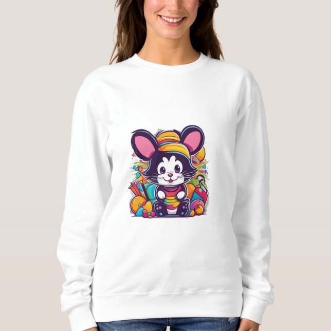 Farbige Cartoon-Maus Sweatshirt (Vorderseite)