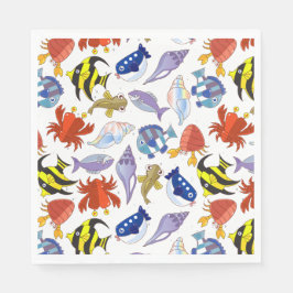Farbige Cartoon Meereswelt Party Serviette