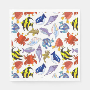 Farbige Cartoon Meereswelt Party Serviette