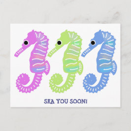 Farbige Cartoon Seashorses Fische Benutzerdefinier Postkarte