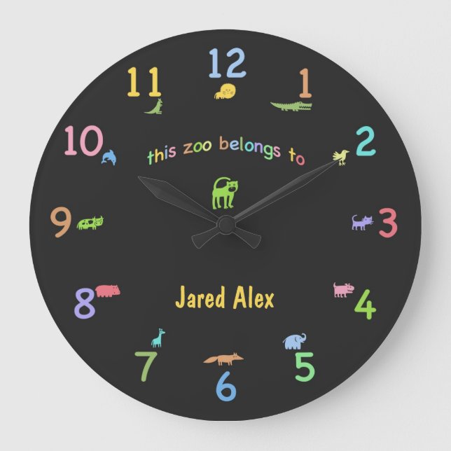 Farbige Chalk für benutzerdefinierte Tieruhr Große Wanduhr (Vorderseite)