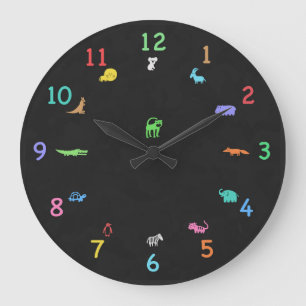 Farbige Chalk Zootiere Uhr