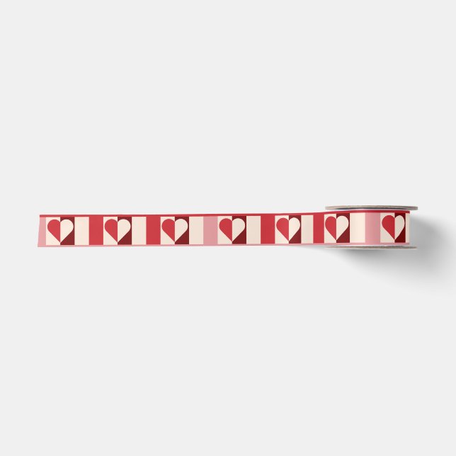 Farbige Checkerboard Herz Ribbon Satinband (Vorderseite)