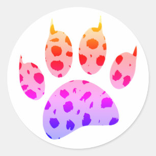 Farbige Cheetah Paw Print Runder Aufkleber