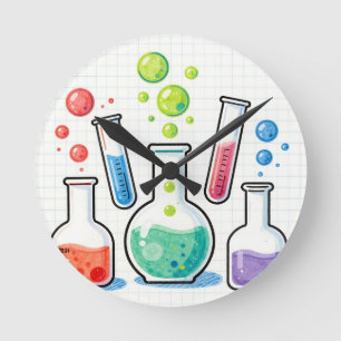 Farbige Chemie-Laborglaswaren Runde Wanduhr