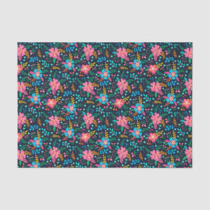 Farbige Chic Rosa Blau Wildblumen Blumenmuster Seidenpapier
