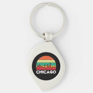 Farbige Chicago Windy City Stadtansicht Schlüsselanhänger