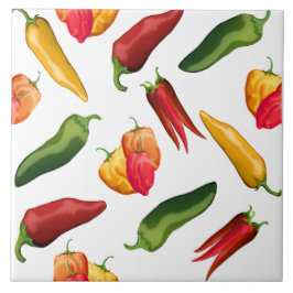 Farbige Chili-Paprikaschoten Fliese