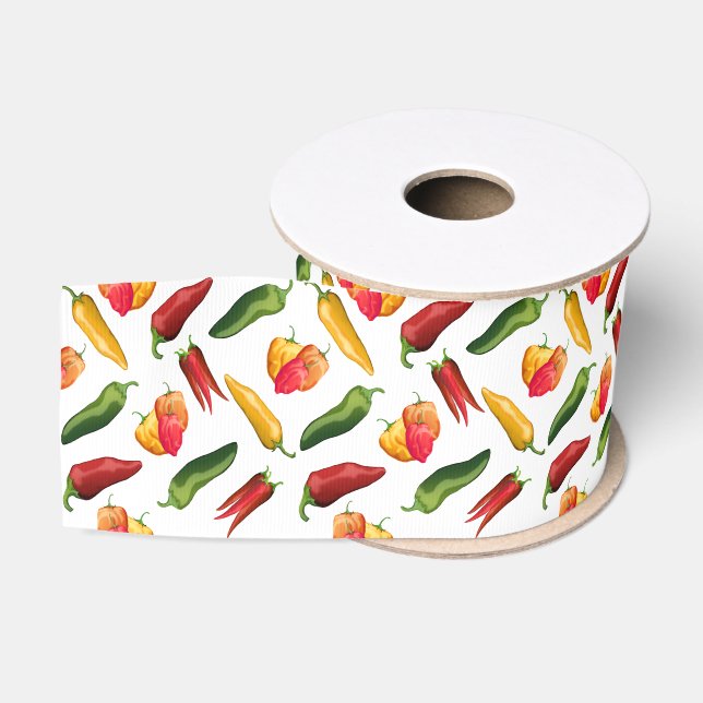 Farbige Chili-Paprikaschoten Ripsband (Spule)