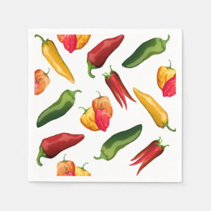 Farbige Chili-Paprikaschoten Serviette