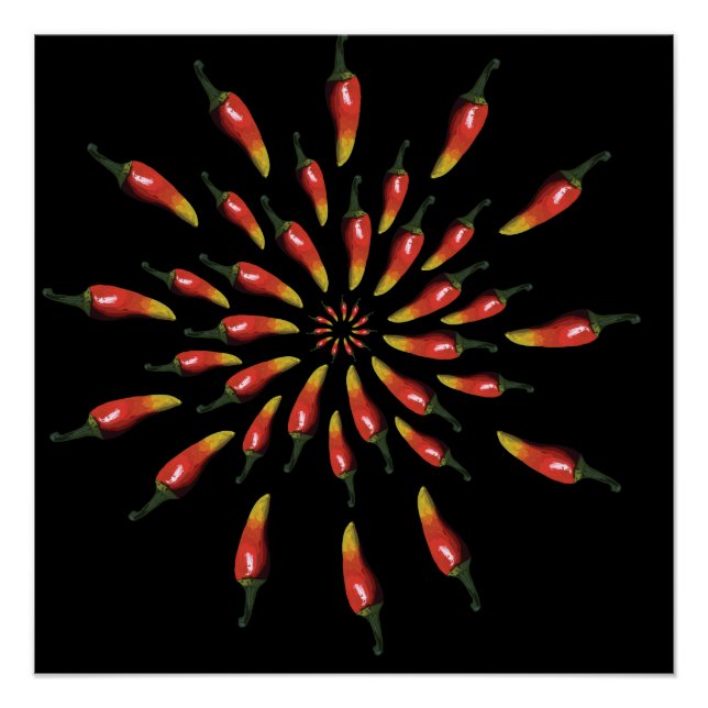 Farbige Chili-Pfeffer-Mandala-Kunst Poster (Vorderseite)