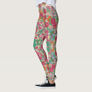 Farbige chinesische Blume Leggings - Hübsch