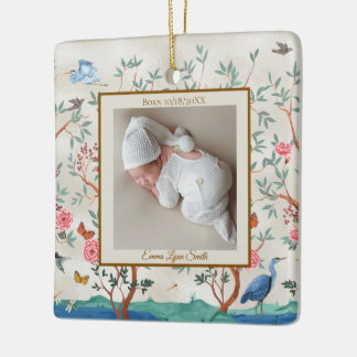 Farbige Chinoiserie mit Bilderrahmen Keramikornament