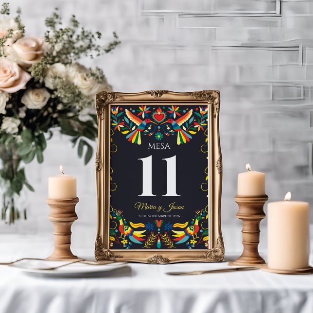 Farbige Cinco de Mayo Fiesta Spanische Hochzeit Tischnummer (Colorful Cinco de Mayo Fiesta Spanish Wedding Table Number)