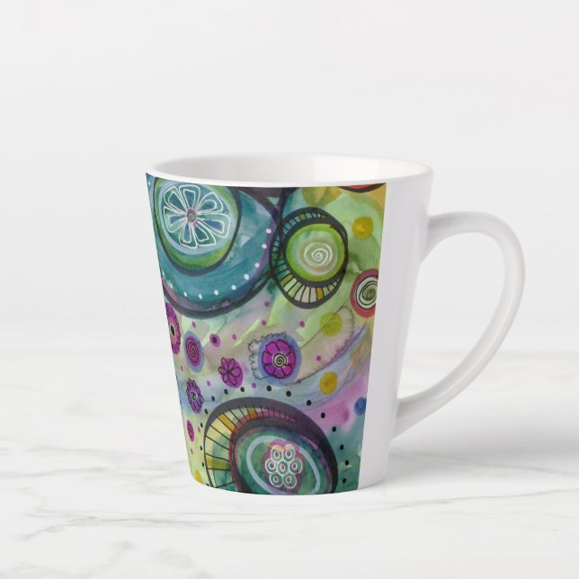 Farbige Circle Doodle Design Latte Tasse (Rechts)