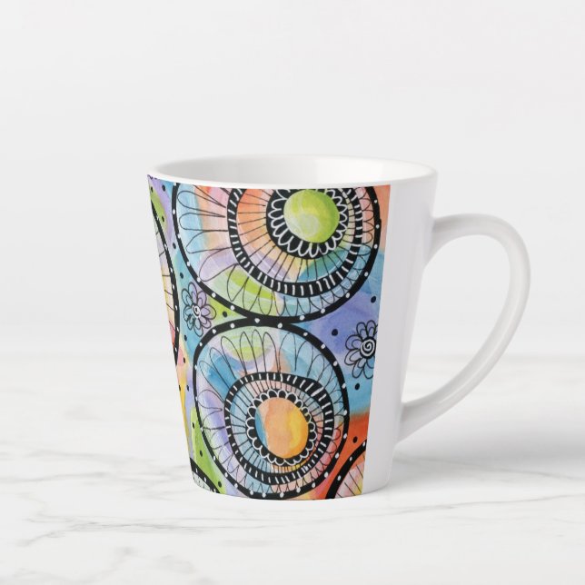 Farbige Circle Doodle Design Latte Tasse (Rechts)