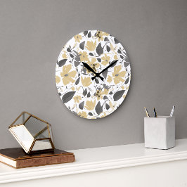 Farbige Clematis Gelb Graue Blume Große Wanduhr