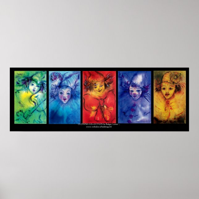 FARBIGE CLOWNS Venezianische Masquearde Faces Poster (Vorne)