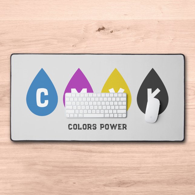 Farbige CMYK Tinte Drops Schreibtischmatte (Colorful CMYK Ink Drops Desk Mat)