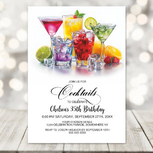 Farbige Cocktails Geburtstagsfeier Einladung
