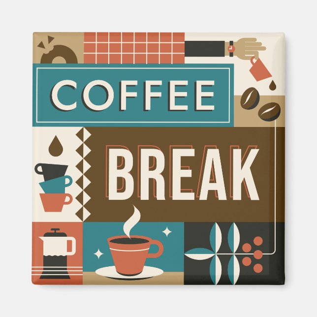 Farbige Coffee Quotes Magnet (Vorne)