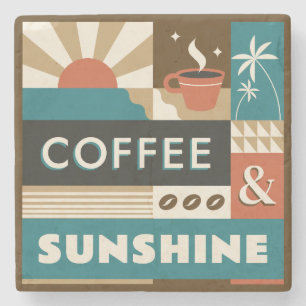 Farbige Coffee Quotes Steinuntersetzer