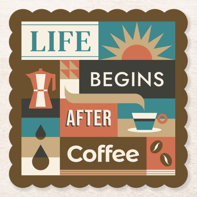Farbige Coffee Quotes Untersetzer (Vorderseite)
