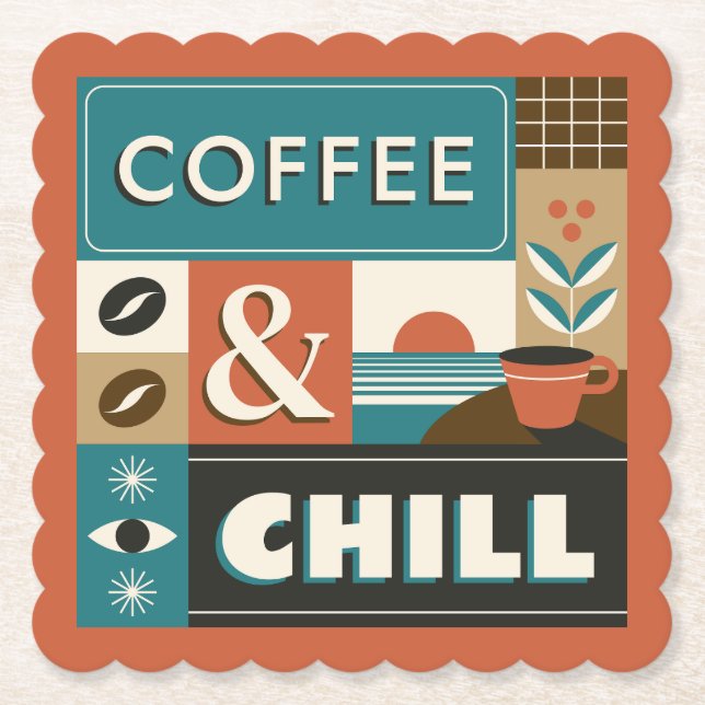 Farbige Coffee Quotes Untersetzer (Vorderseite)