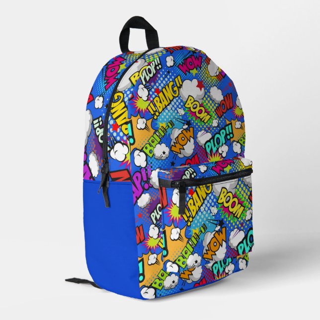 Farbige Comic-Blasen Bedruckter Rucksack (Rückseitige Ecke links)